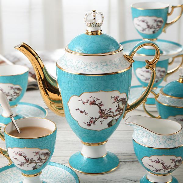 8cm dia Ceremonial graceful Blue And White Beautiful Full Tea Sets