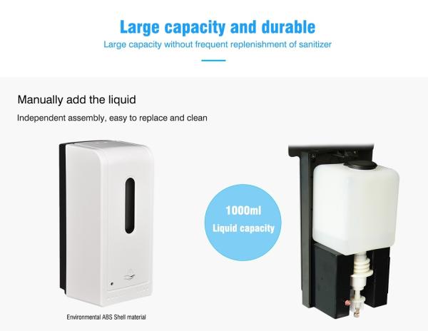1000ML Stand washless automatic hands free soap gel alcohol auto hand sanitizer dispenser