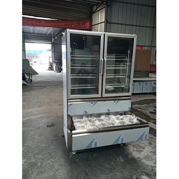 Upright Refrigerator 2 Glass Door For Freezer 2 Drawers For Chiller For Kitchen With 110V/60Hz