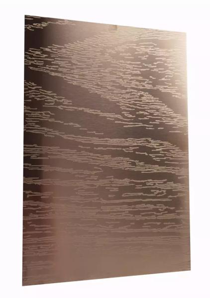 Etched Pattern Antique Stainless Steel Plate Fireproof Bronze Color