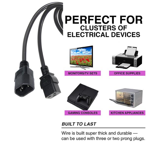 IEC C19 から C14 電源ケーブル 18-14AWG PVC ジャケット