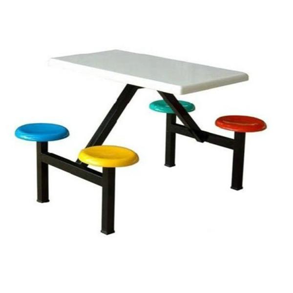 4 Seater Round Stool One Piece Fast Food Restaurant Dining Table And Chairs
