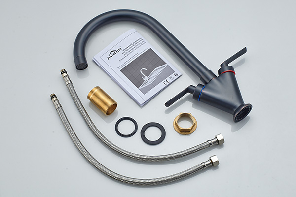 ROVATE Watermark Sanitary Ware Brass Kitchen Basin Mixer Black Water Filter