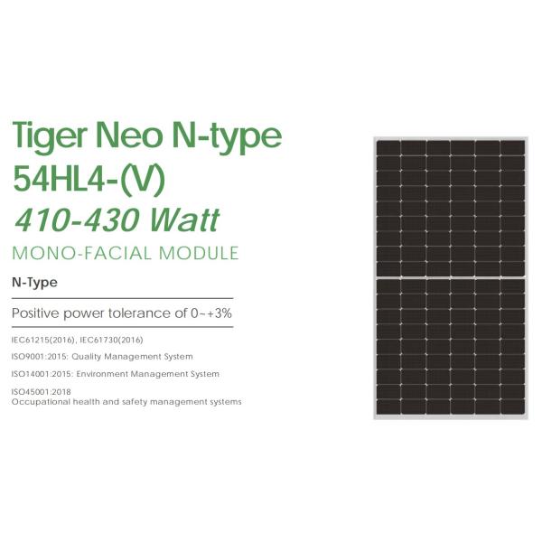 Солнечная панель типа Tiger Neo N JinKo PV Modules 54hl4- (((V) 410-430 Вт