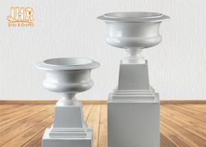 Grand style moderne blanc brillant de pots de fleur de fibre de verre