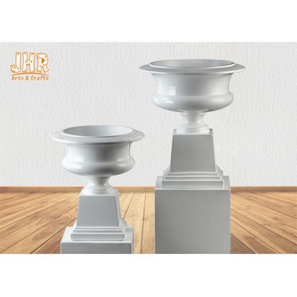 Grand style moderne blanc brillant de pots de fleur de fibre de verre