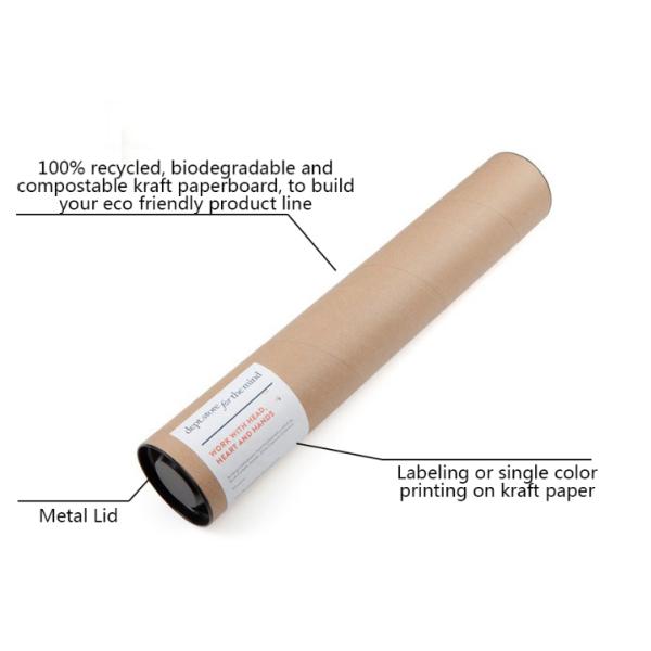 Gold Foil Printed Cardboard Cylinder Packaging / Paper Tube Packaging For Coffee