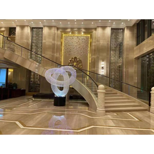 Yellow Royal Wood Grain Marble Stone Slab For Lobby Waterjet Medallion