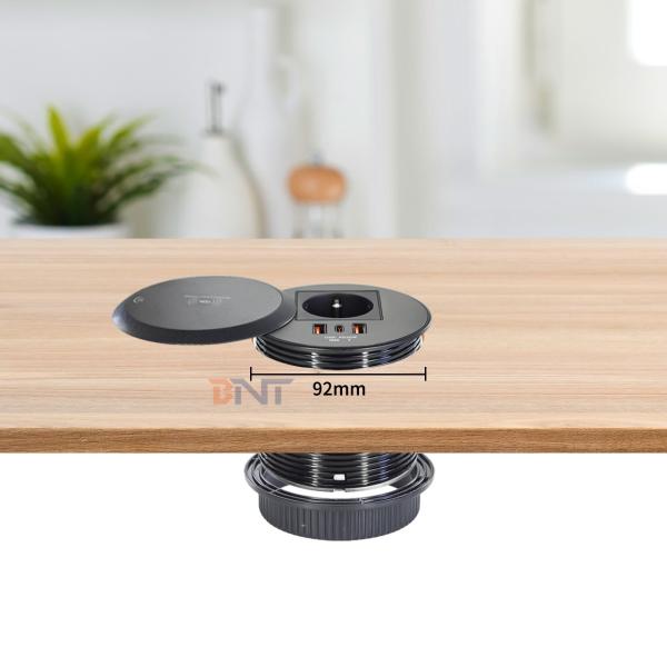 Embedded Design Table or Sofa Power Outlet EU Standard Power Socket With 2 Type A+1 Type C Charging Ports