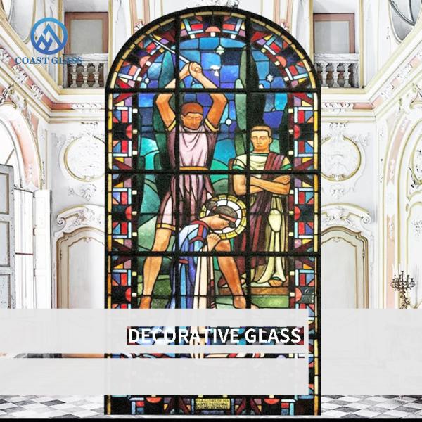 Building Decoration Mosaic Glass Panels Window Art with Metal Frame