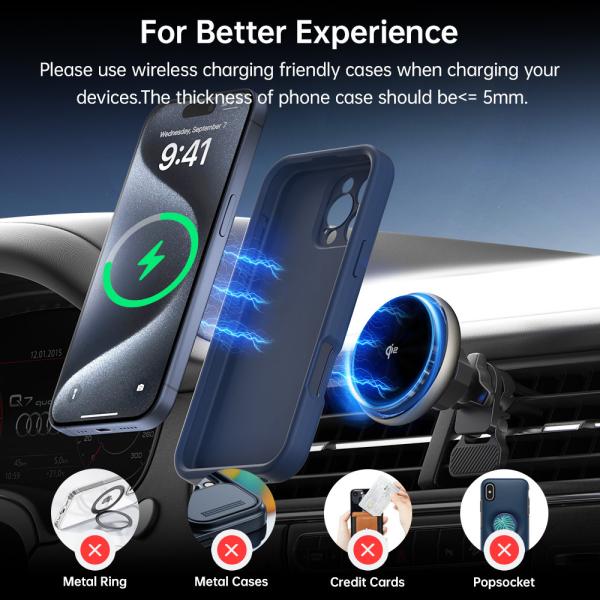 Lumière de ciel étoilé Magnétique de voiture Porteur de charge sans fil Dissipation de chaleur rapide 9 modes d'éclairage Couleur de coque personnalisable