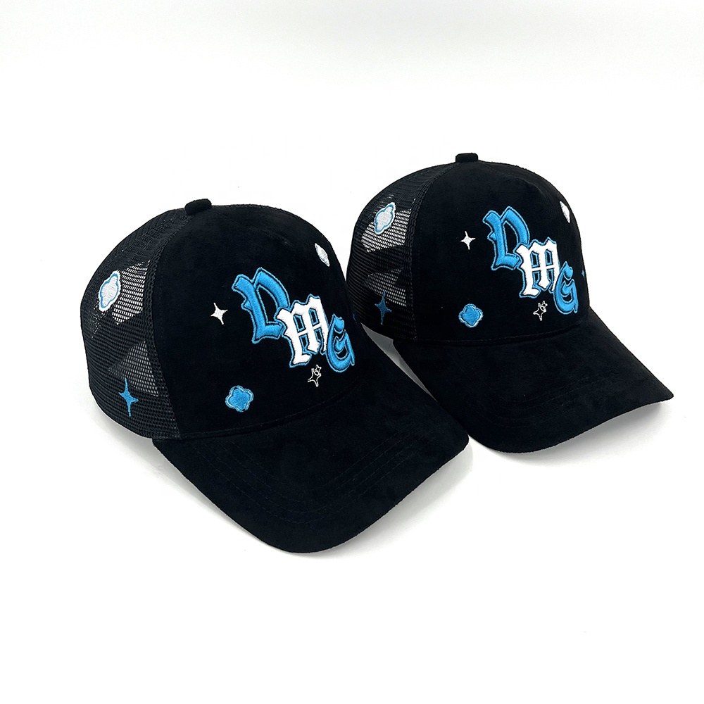 Rhinestone Baseball Hat Custom Suede Outdoor Trucker 3D Puff Embroidery Custom Tag