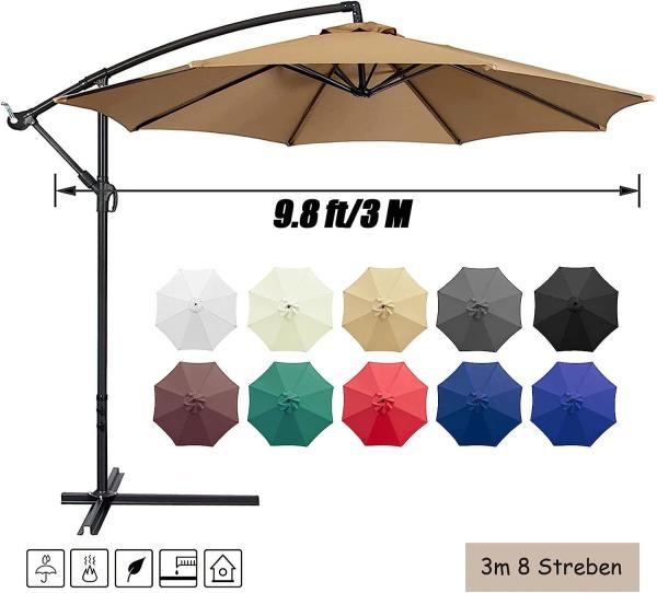 Patio Umbrella, Yard Umbrella Push Button Tilt Crank, Terrace Garden Restaurant Patio Parasol Outdoor Umbrella