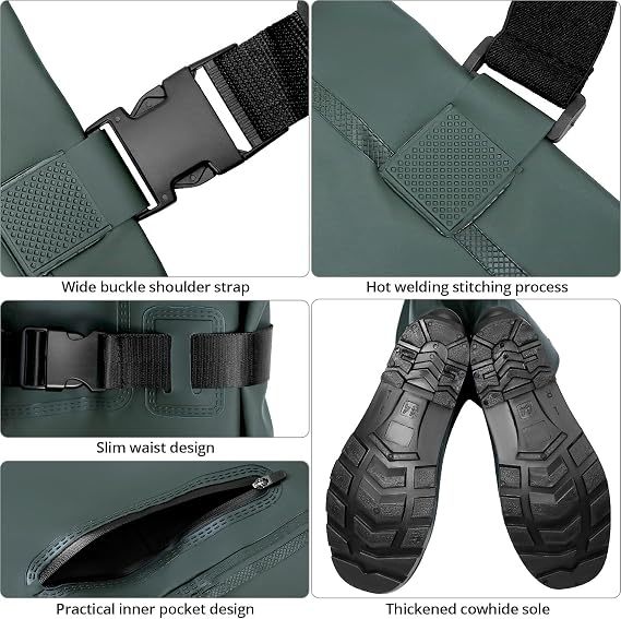Adjustable Straps Fishing Waders Acid Alkali Resistant PVC Waders Waterproof For Anglers Hunters