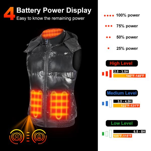 Unisex Winter 4 9 11 Zone Heating Gilet Waistcoat Thermal 3 Ajustable Temperature