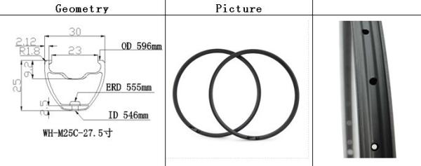 super light 30mm width MTB carbon rims 650b clincher Mountain bike 27.5 er clincher rims