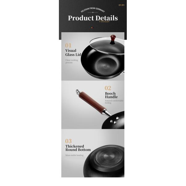 Family 12.5inch Kitchen Thick Bottom Frying Pan 9.5cm Deep 2.35kg Scratch Resistant