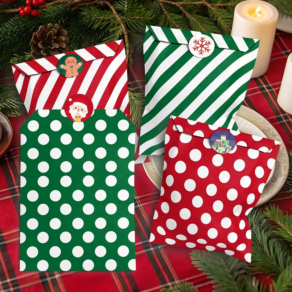 Christmas Advent Calendar Paper Treat Bags with Number Stickers