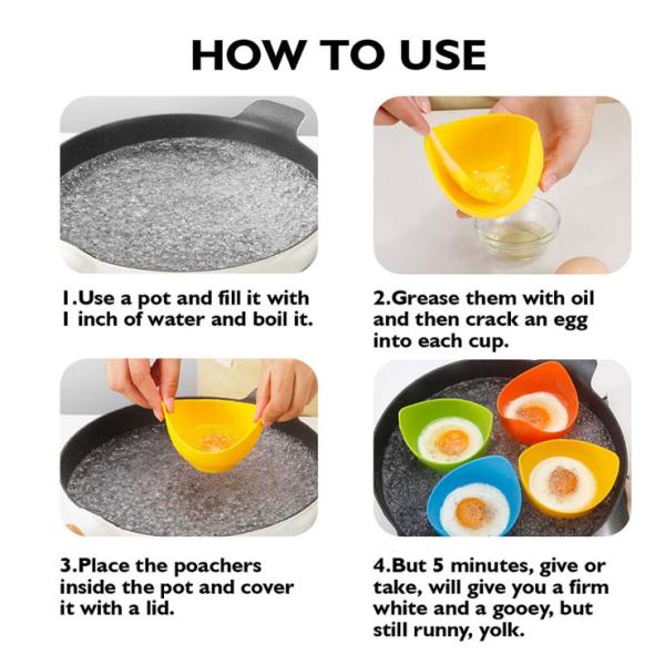 4 Pack Silicone Bulk Kitchen Supplies Egg Poacher For Microwave