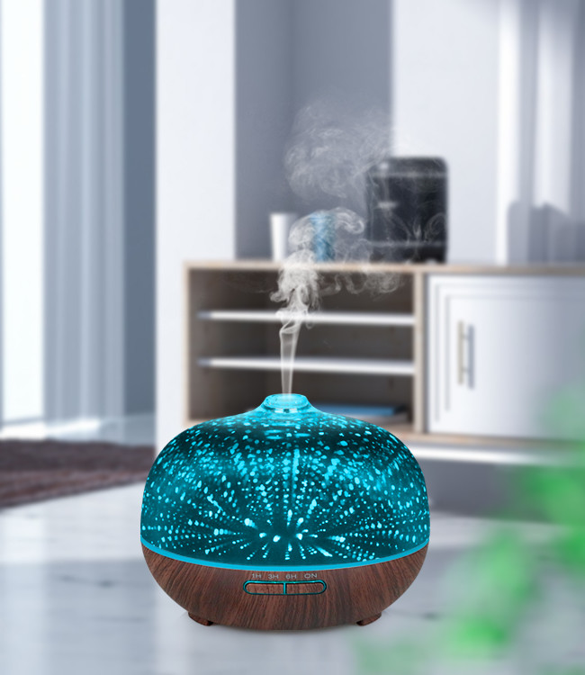 Увлажнитель крытого 3D отражетеля ароматности стекла 6H 300ml ультразвуковой