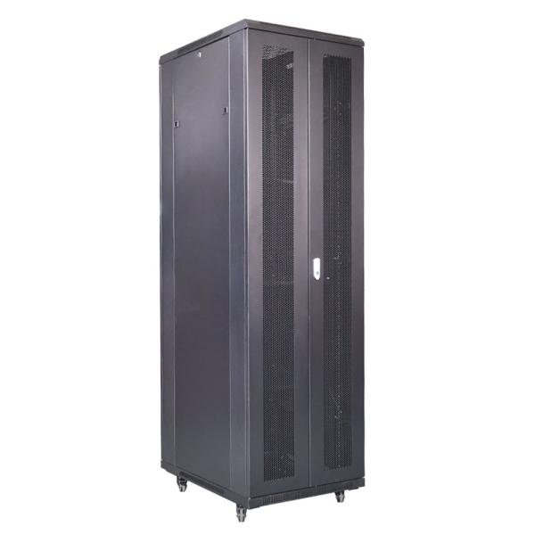 19 pouces 42U 600x800mm Centre de données à double ventilation Racks serveur avec serrure de poignée RAL9004 Armoires de serveur noir porte d'entrée en forme d'arc