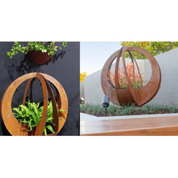 Большой на открытом воздухе декоративный ржавый цветочный горшок шарика лезвия Garen стали Corten металла