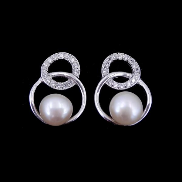 Персонализированные серебряные серьги жемчуга/серьги стержня жемчуга стиля полости круглые
