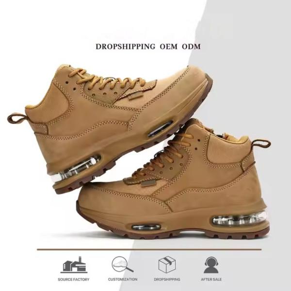 Air-cushion Sole Safety Work Boots In Khaki Oxford Fabric For Maximum Protection