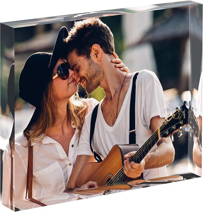 Clear Custom Acrylic Block Photo Frame Rectangular Shape Tabletop Mounting Type
