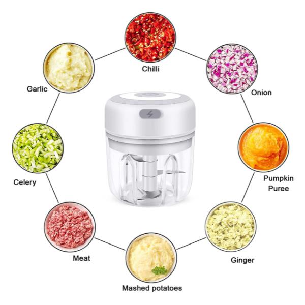 Mini Electric Chopper 250ML Home Garlic Press Chopper Portable Food Chopper