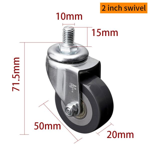 TPU Tread Mini Caster Wheels 2 Inch 40kg 50mm Swivel Castors