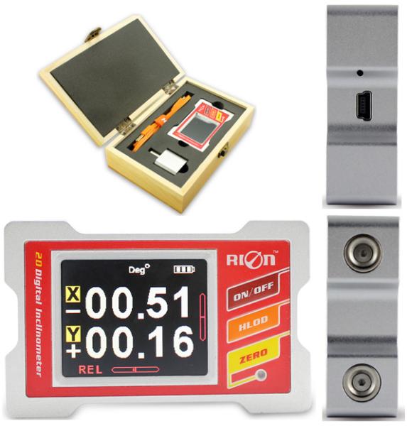 inclinômetro preciso de carregamento da bateria de lítio 3.7V MEMS, monitor do ângulo de 2 linhas centrais