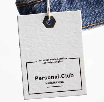 Embossed Cotton Printed Hang Tags for garments white Debossing