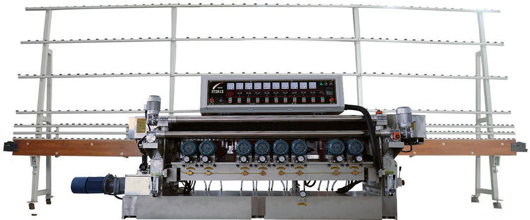 Automatic Glass Beveling Machine 9 Wheels Engine Gearbox Easy Operation