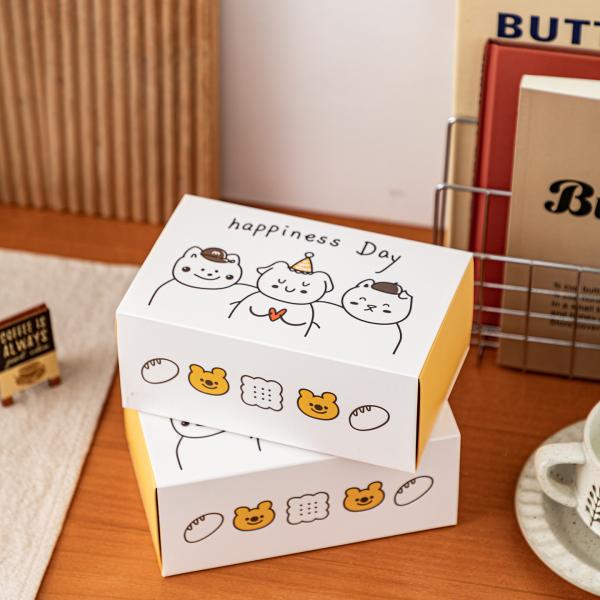 Cute Cartoon Drawer Gift Box Set Snowflake Cookies Scones Madeleine Packaging With Happiness Day Design