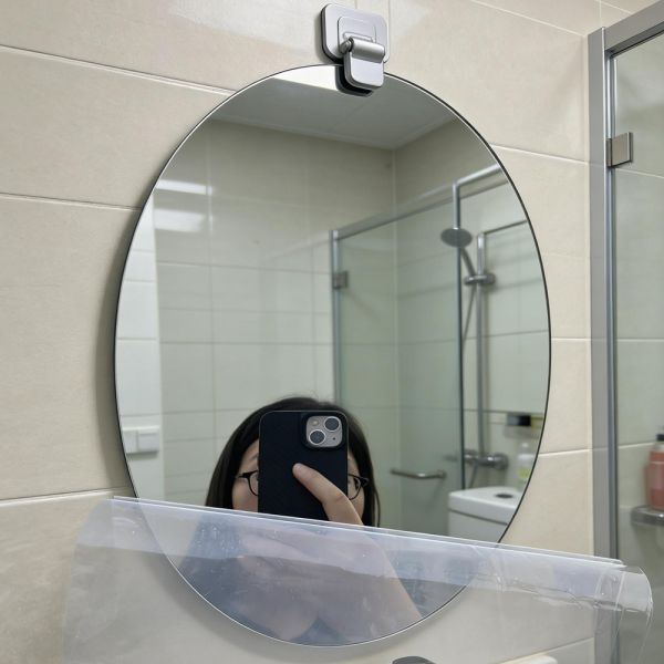 Deluxe Large Fogless Shower Mirror 11.81inch X 8.26 ​inch Wall Hanging Anit-Fog Shaving Mirror With Magnetic Attachment In Bathroom