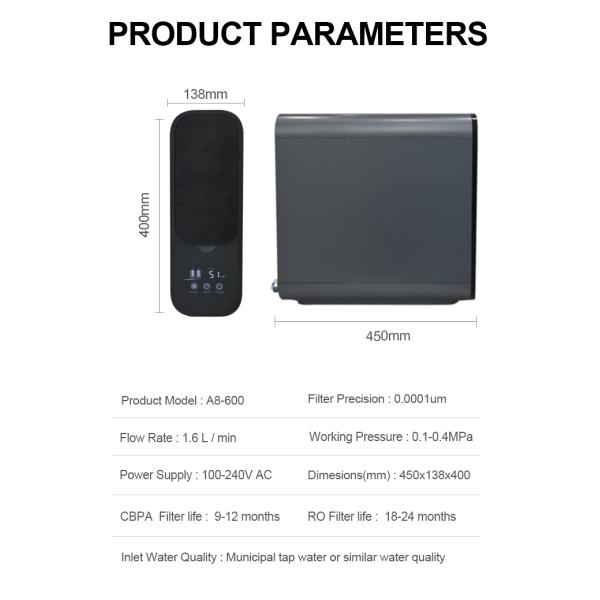 600G Reverse Osmosis Alkaline Water Filter Life Reminder TDS Display Drinking Water Water Purifier