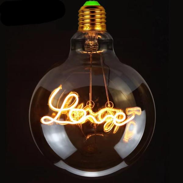4W Dimmable LED Filament Bulb G125 Series Hello Love Letter Base Glass Clear Amber