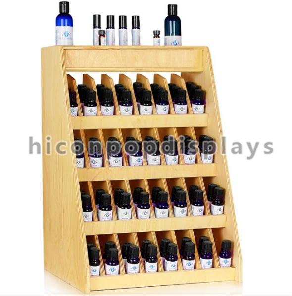 Birch Wooden Display Racks Countertop 240 Bottle Essential Retail 4-Tier Display Rack