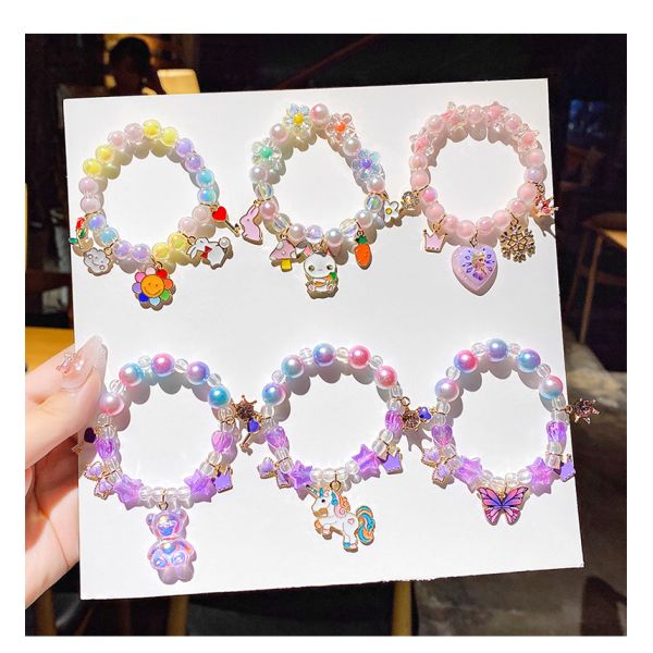 Children's Baby Cute Cartoon Pearl Bracelet Little Girl's Beaded Bracelet