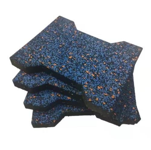 Recycled Rubber H-shaped Rubber Floor Tile For Outdoor EPDM  Rubber Granule Floor Tile