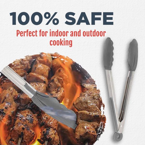 Силиконовые кухонные зубчики с силиконовыми кончиками набор из 3 теплоустойчивых зубчиков инструменты для подачи пищи 7 дюймов 9 дюймов 12 дюймов