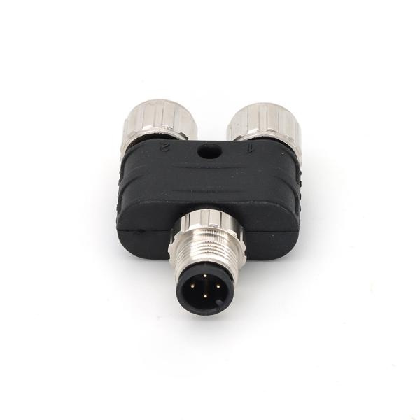 IP67 M12 Y Distributor Connector Male 4 Pin To Female 4 Pin A Coded
