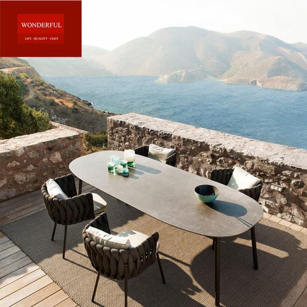 Home Office and Garden Patio Rattan Dining Set with Quick Dry Foam Cushions
