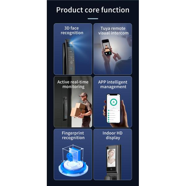 3D Face Smart Door Lock Отпечатки пальцев Видео звонок Домашний ключ
