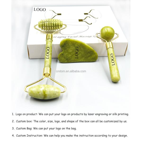 Green Natural Gua Sha Facial Massager for Neck and Face Massage Area Face Neck Body