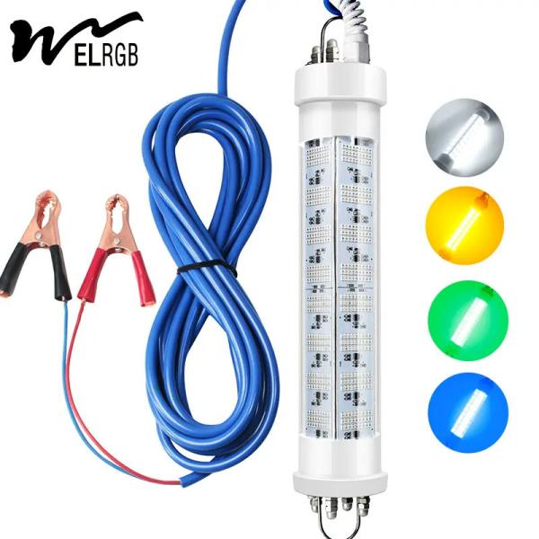 400W 600W Lâmpada verde de pesca subaquática Luz de trabalho exterior 12V 24V