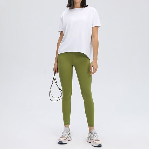 Loose Fit Short Sleeve Workout Top Light Sage Soft Stretch Fabric Breathable Quick Dry