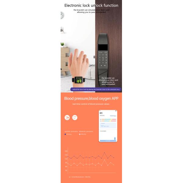 Браслет монитора кровяного давления OEM Smartwatch медицинского контроля Rfid H19
