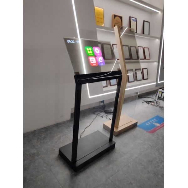 30 Inch Custom clear Floor Standing transparent OLED Display Unit Stand for Supermarket Exhibition Hotel